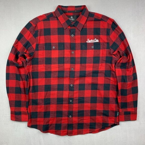 Wind River Men Shirt Large Red Black Buffalo Check Flannel Button Up Long Sleeve - Picture 1 of 8